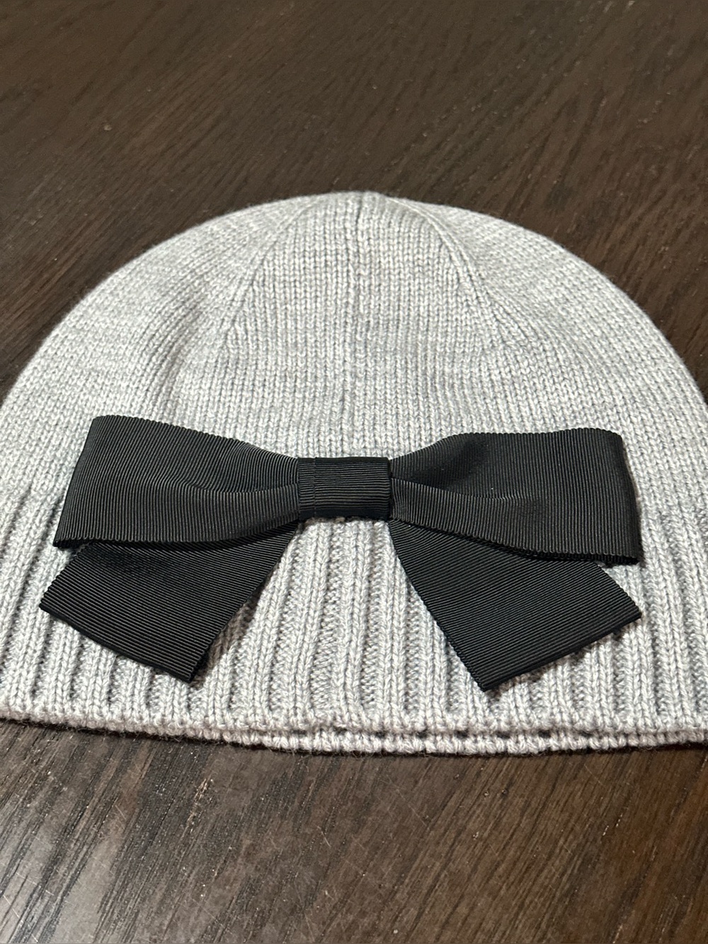 kate spade Gray Knit Kids Hat with Black Bow